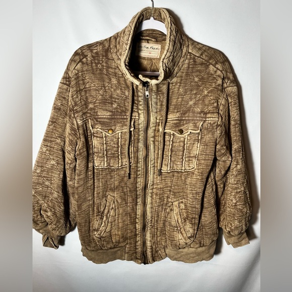 Free People Luna Cozy Bomber Jacket Oversized Zip Front Drawstring Detail XS - Picture 5 of 16